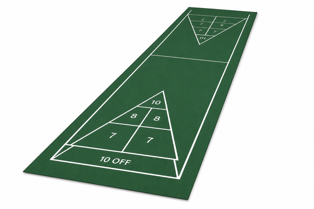 Perspective view of a court shuffleboard court