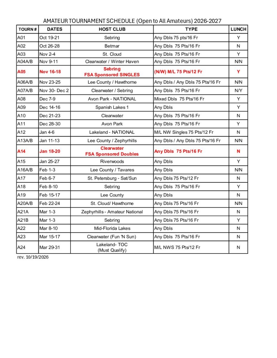 FSA State Amateur Tournament Schedule PDF cover