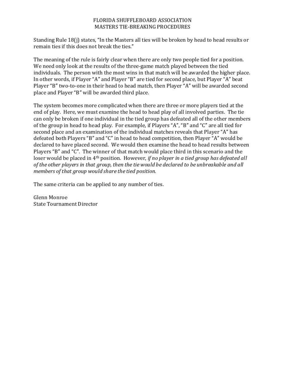 Masters Tie-Breaking Procedures PDF cover