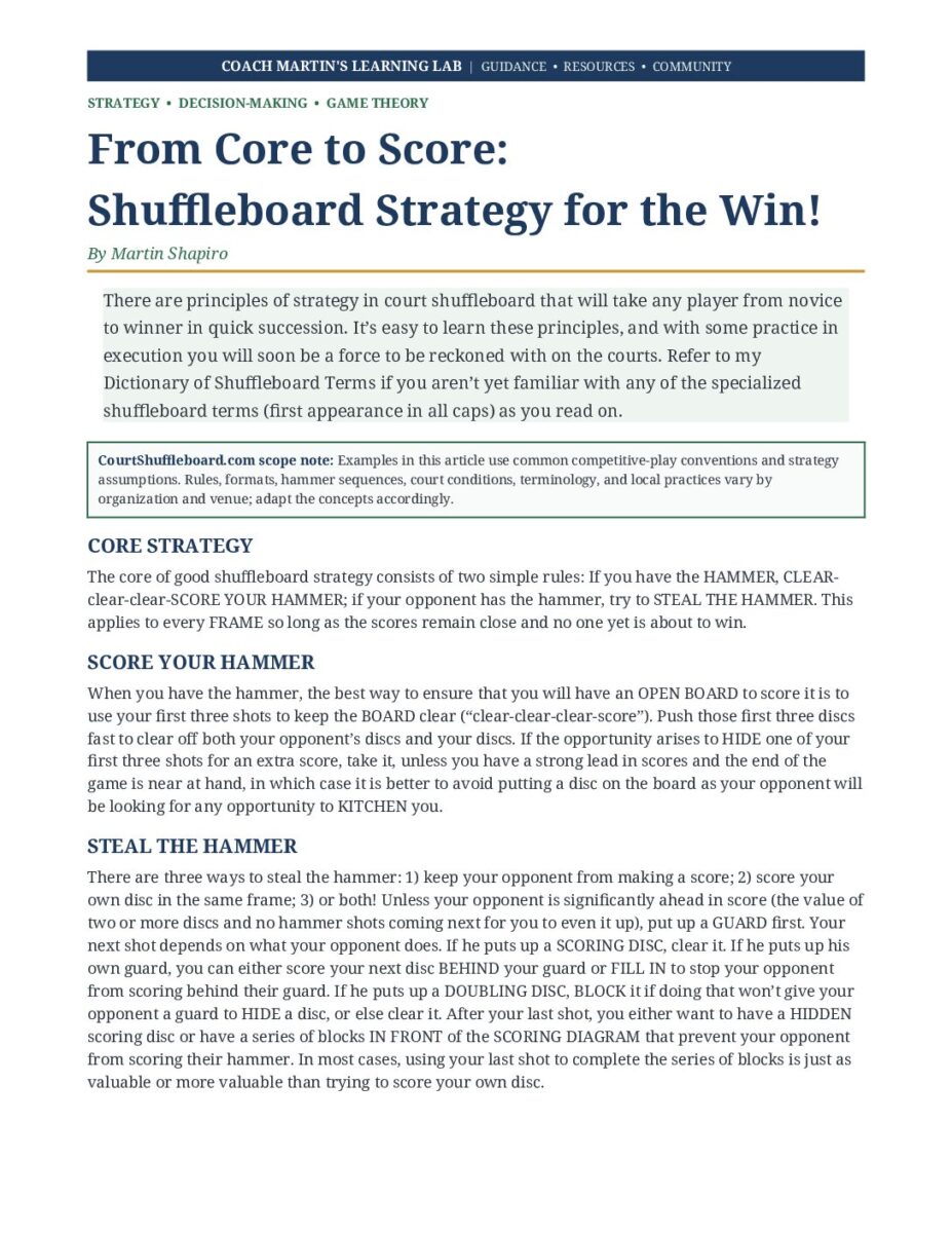 From Core to Score: Shuffleboard Strategy for the Win! PDF cover