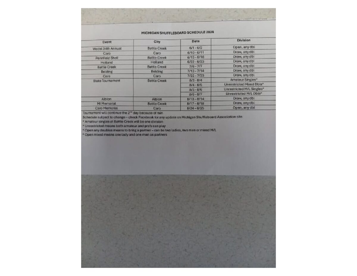 Michigan Tournament Schedule PDF cover