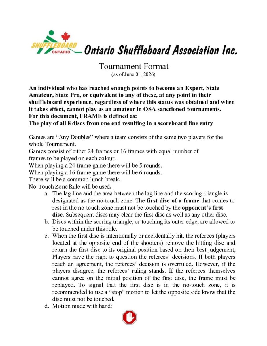 Ontario Shuffleboard Association Tournament Format PDF cover