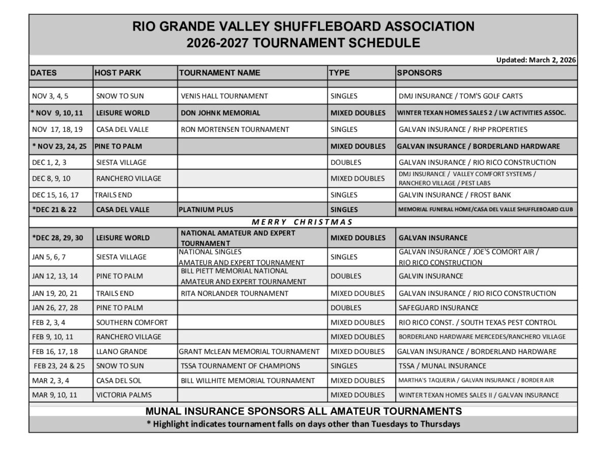 RGVSA Tournament Schedule PDF cover