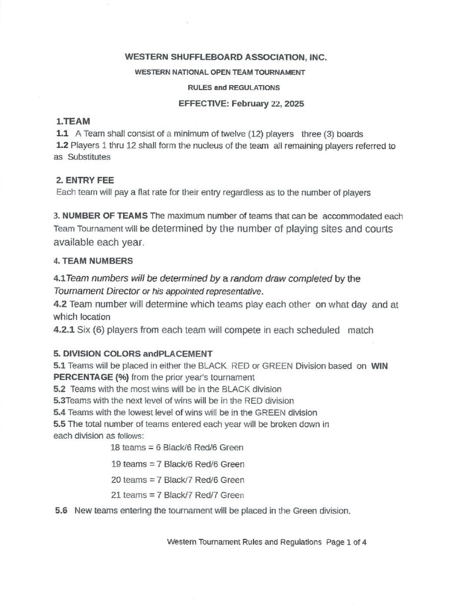 Western Team Tournament Rules PDF cover