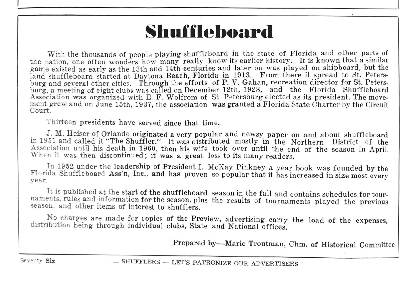 Shuffleboard History