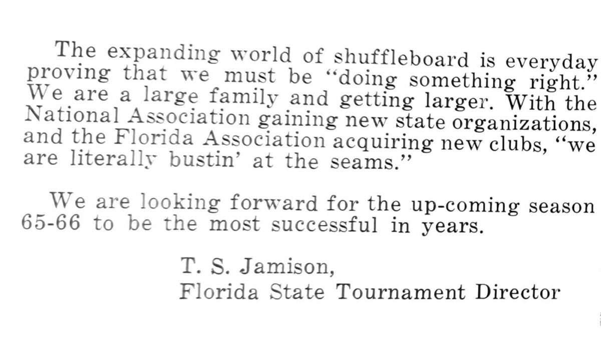 First page of the Preview Magazine article The Expanding World of Shuffleboard