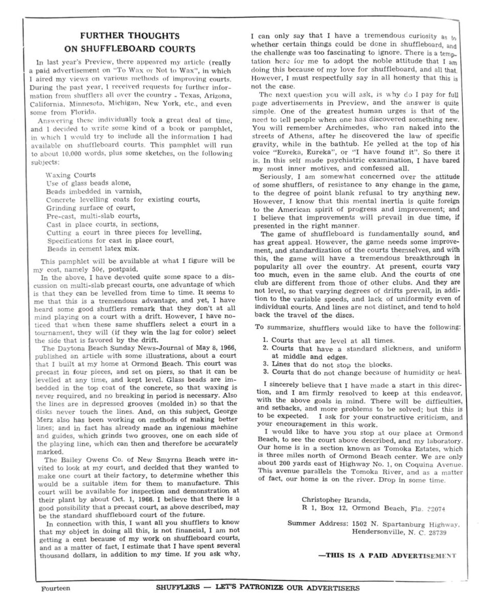 First page of the Preview Magazine article Thoughts on Courts