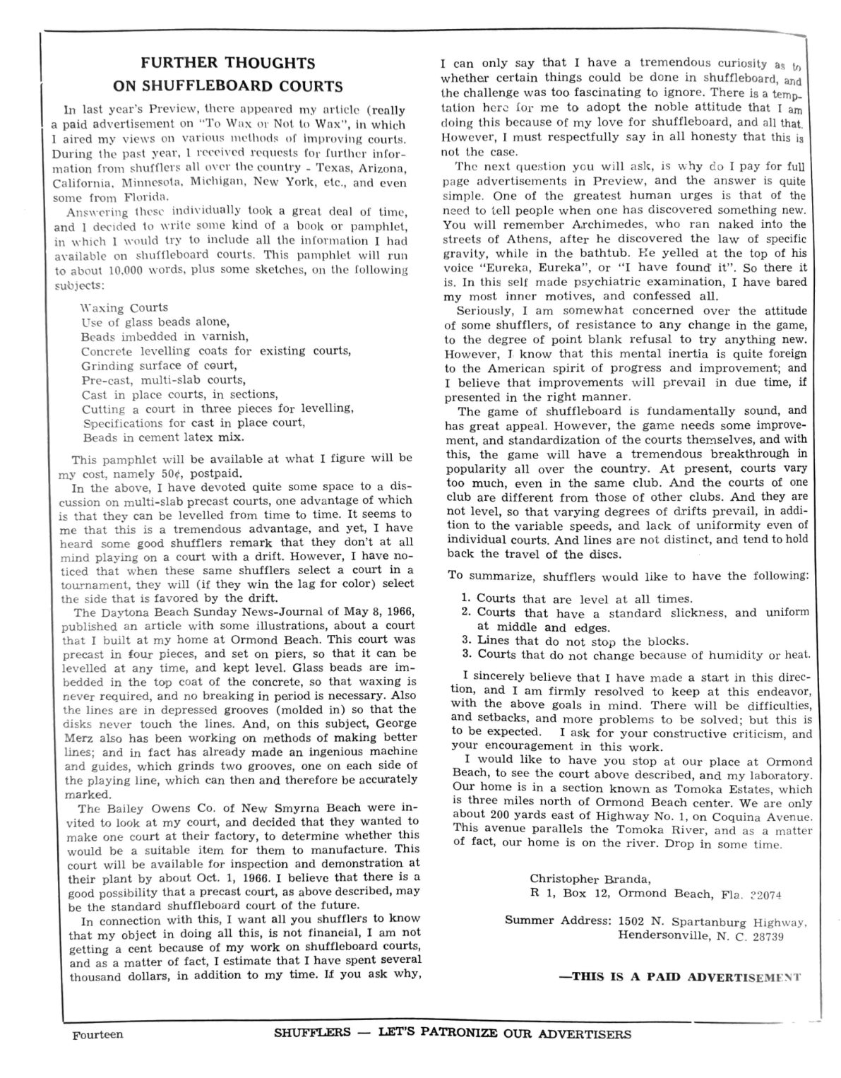 First page of the Preview Magazine article Thoughts on Courts