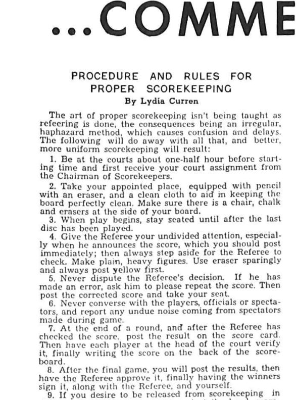 Procedure and Rules for Proper Scorekeeping