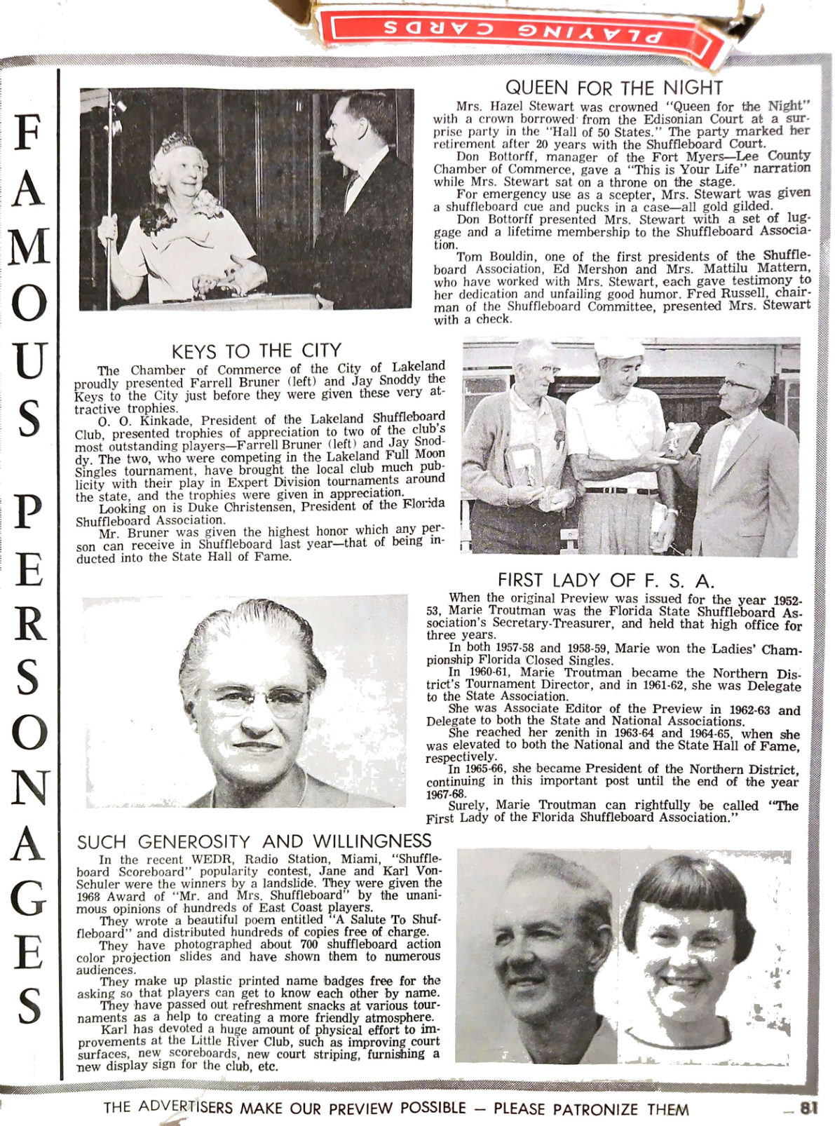 First page of the Preview Magazine article Famous Personages
