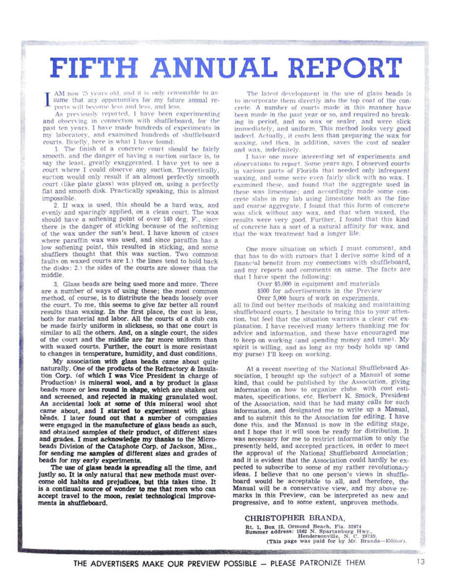 First page of the Preview Magazine article Annual Report