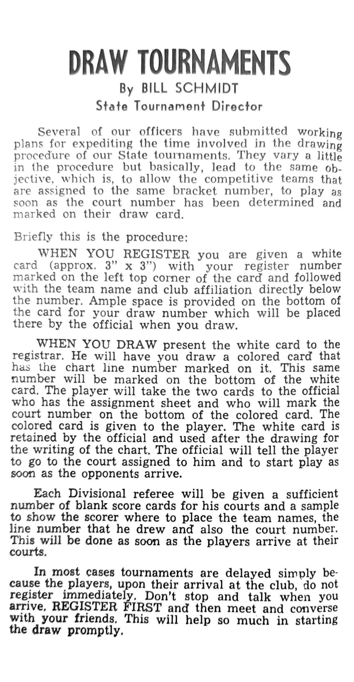 First page of the Preview Magazine article Draw Tournaments