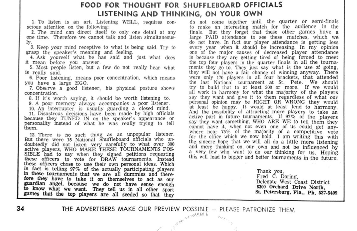 First page of the Preview Magazine article Food for Thought – 1970