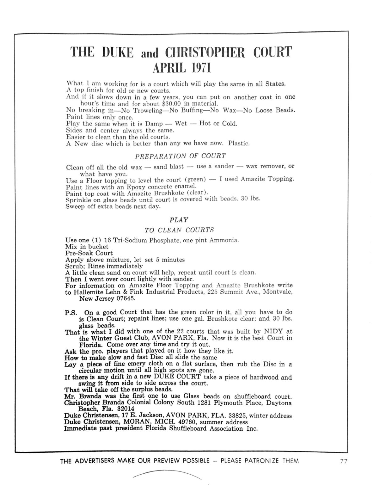First page of the Preview Magazine article The Court
