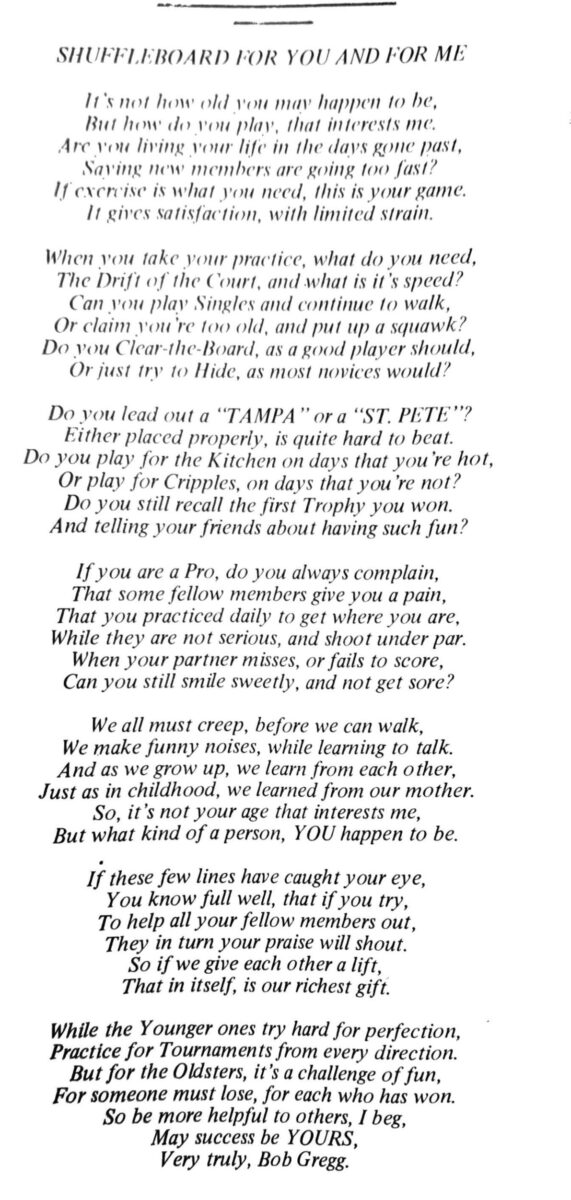 First page of the Preview Magazine article Shuffleboard for You and Me