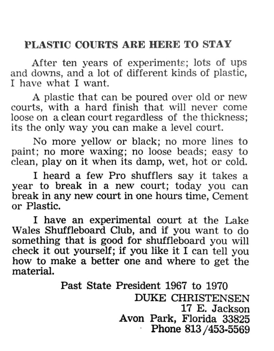 First page of the Preview Magazine article Plastic Courts
