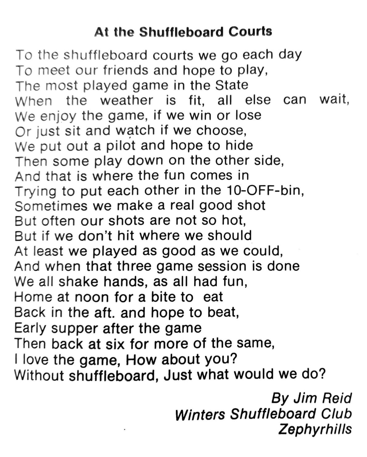 First page of the Preview Magazine article At the Shuffleboard Courts