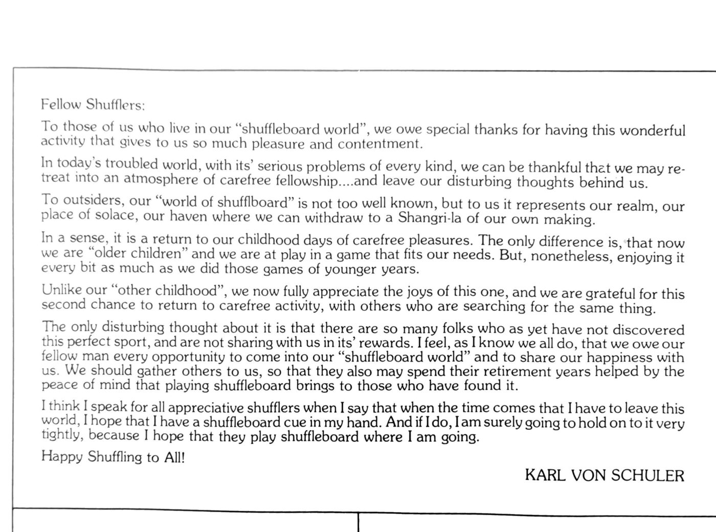 First page of the Preview Magazine article Fellow Shufflers – 1975