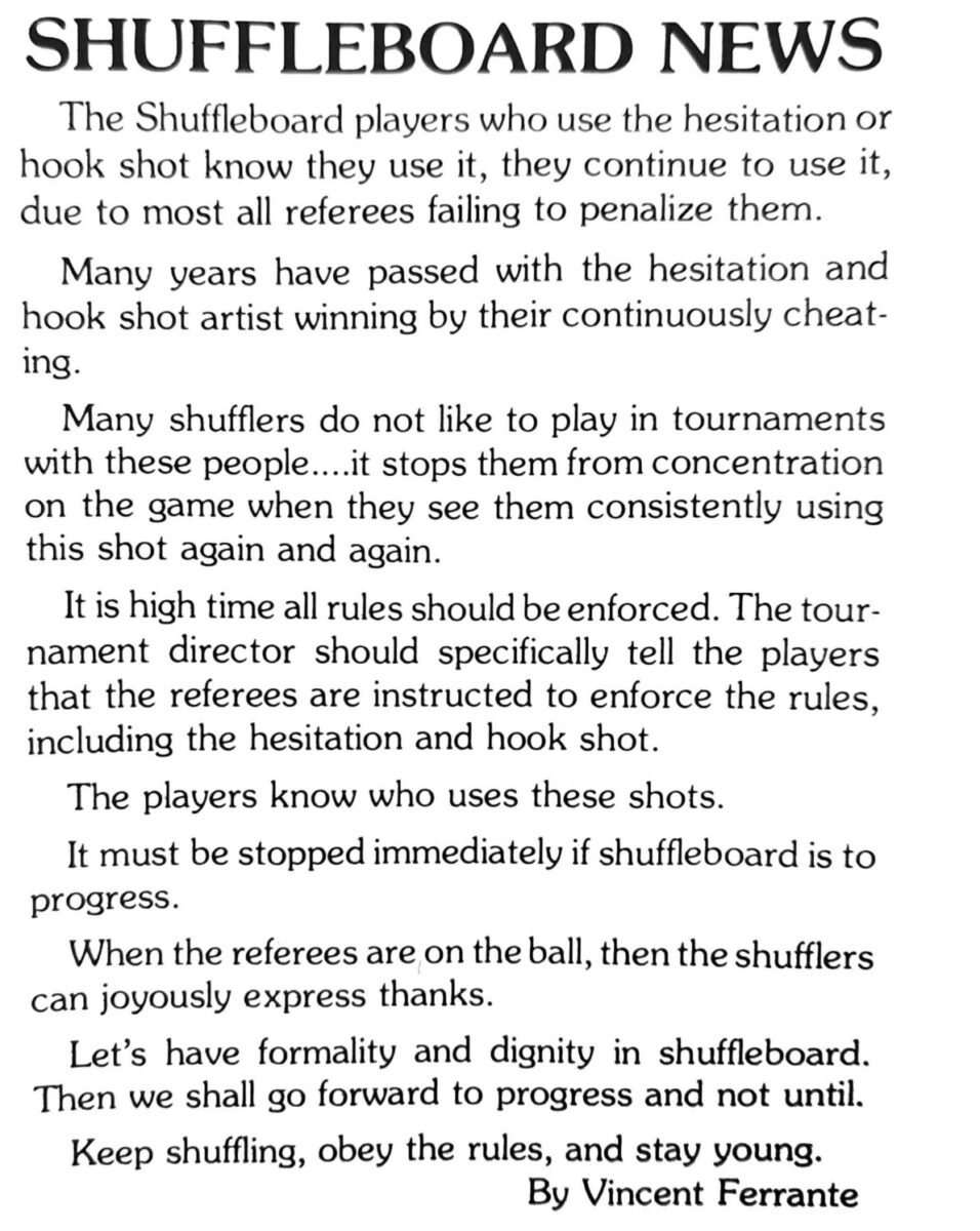 First page of the Preview Magazine article Shuffleboard News