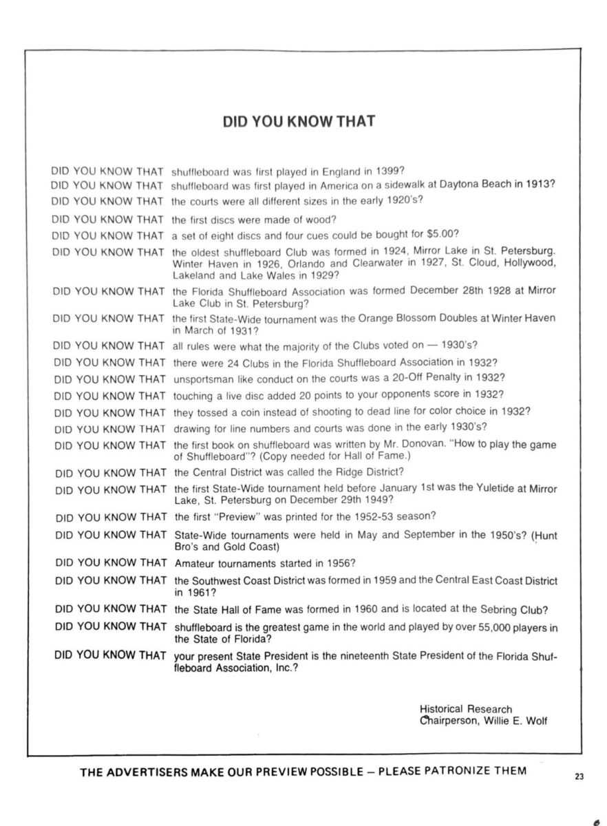 First page of the Preview Magazine article Did You Know – 1977
