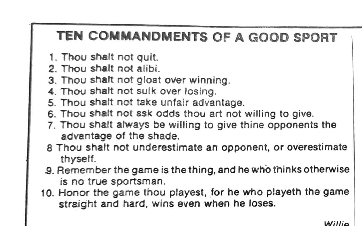 First page of the Preview Magazine article Ten Commandments of a Good Sport