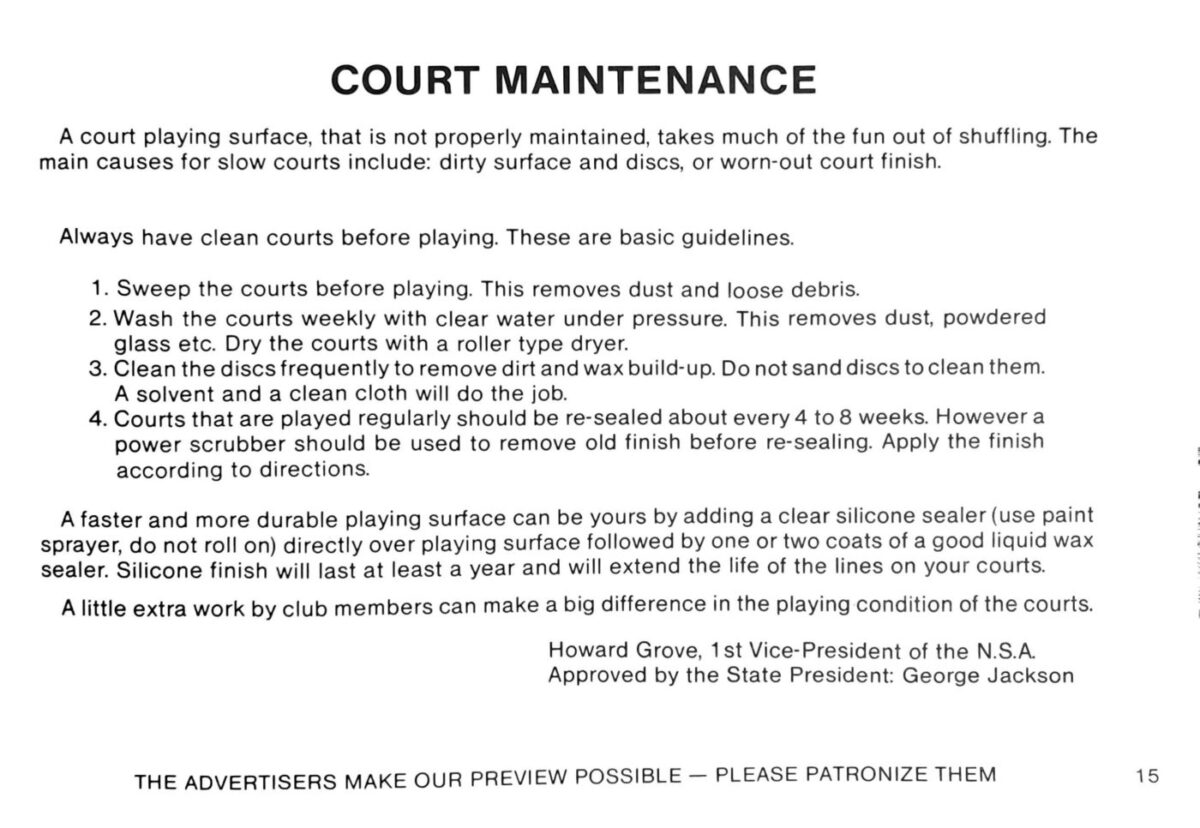 First page of the Preview Magazine article Court Maintenance