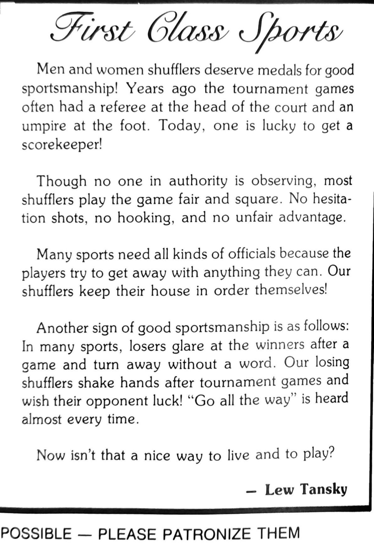 First Class Sports