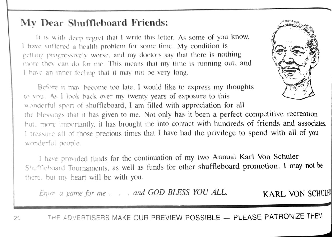My Dear Shuffleboard Friends