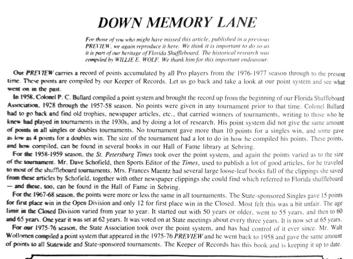 First page of the Preview Magazine article Down Memory Lane