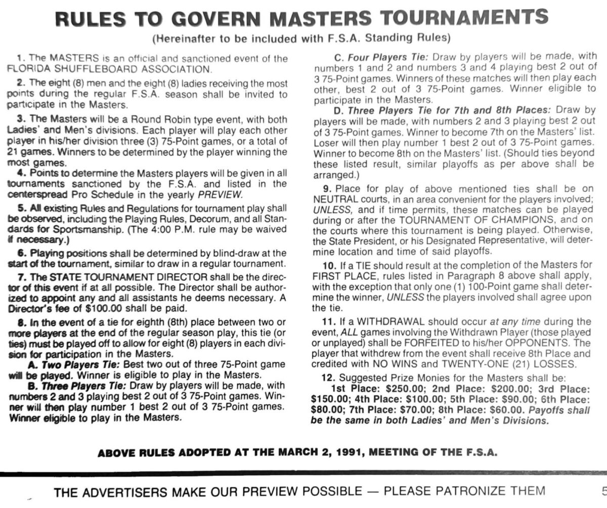First page of the Preview Magazine article Rules Masters Tournament