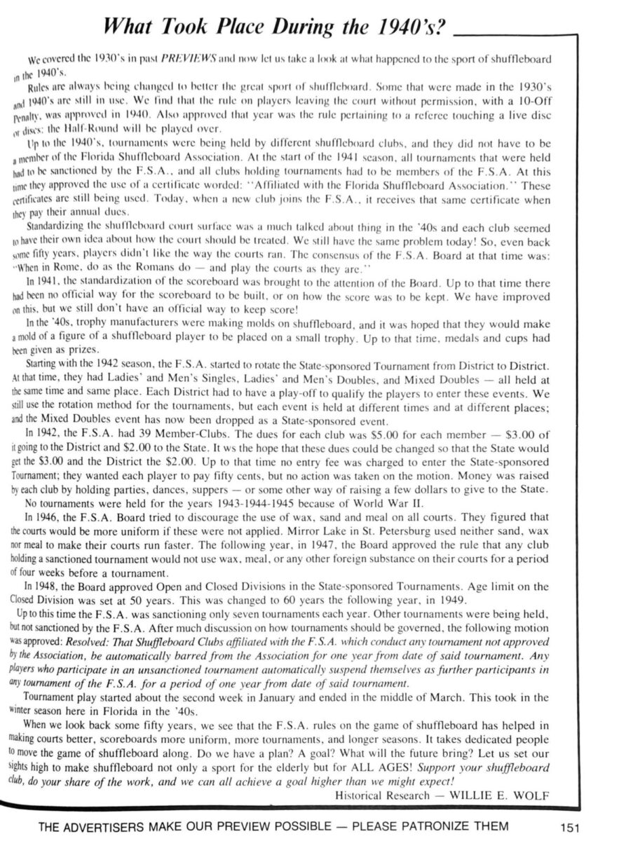 First page of the Preview Magazine article During the 1940s