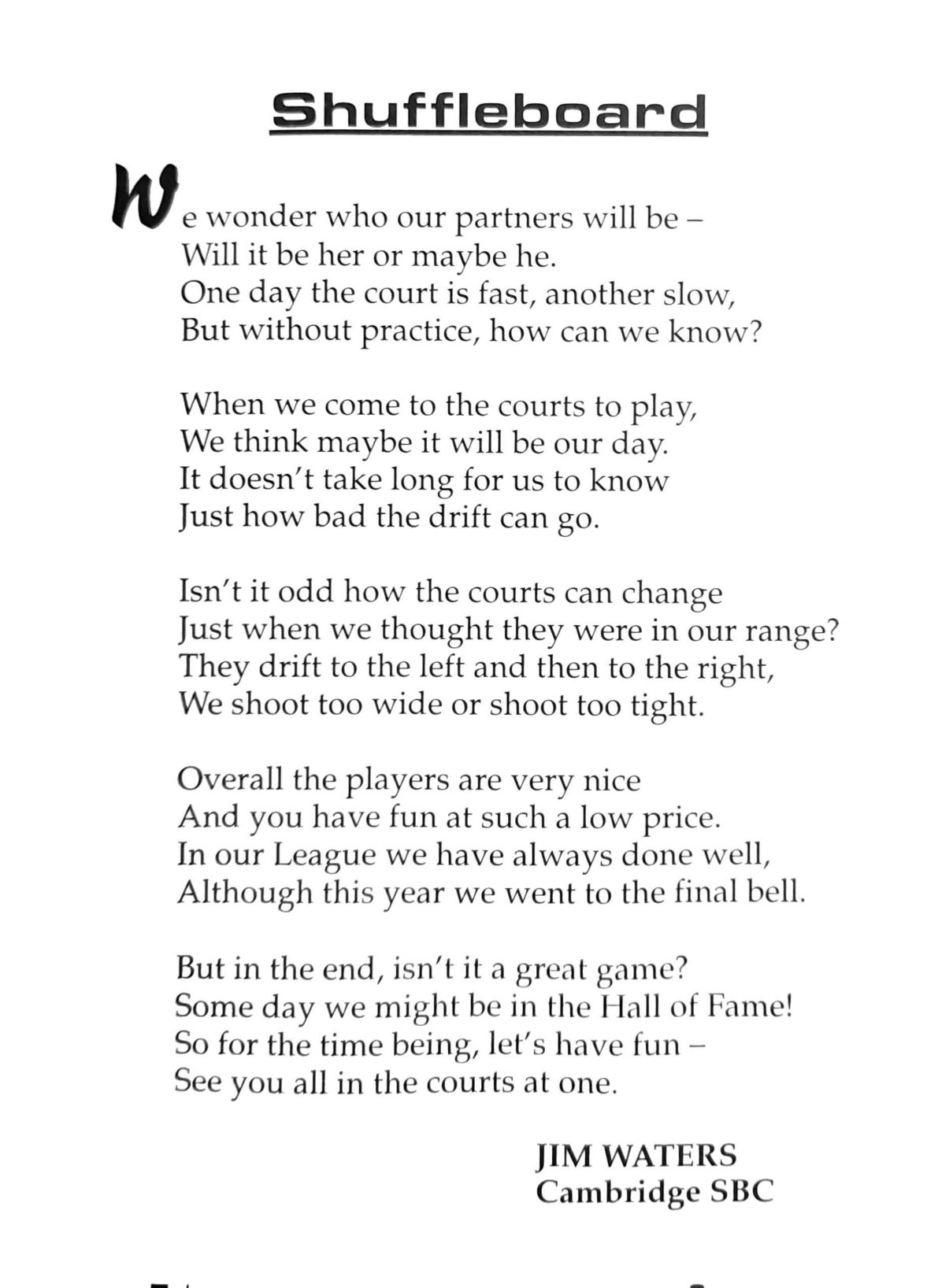 First page of the Preview Magazine article Shuffleboard