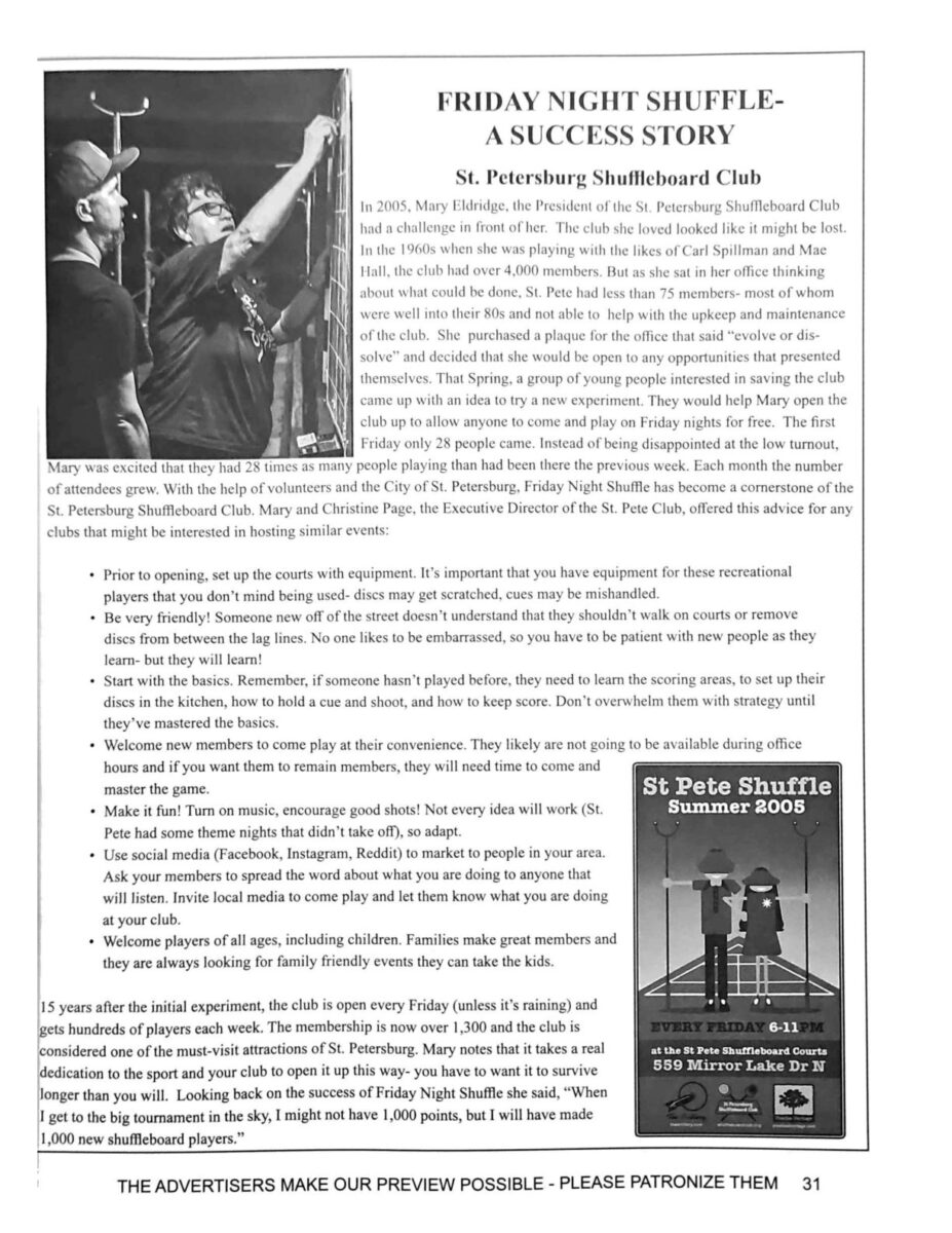 First page of the Preview Magazine article Friday Night Shuffle Success Story